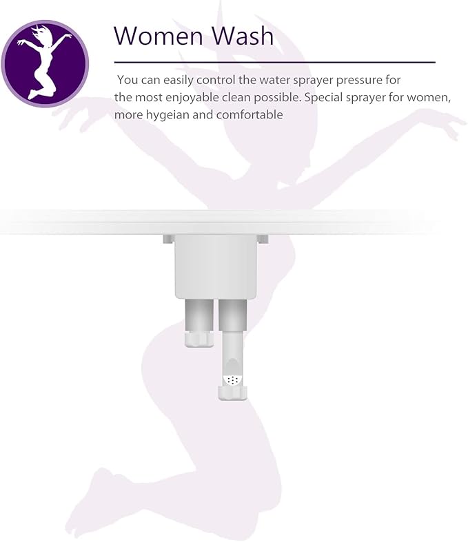 Dual Nozzle Hot and Cold Bidet- Self Cleaning Hot and Cold Water Bidet Non-Electric Mechanical Bidet Toilet Attachment - with Temperature (Silver)
