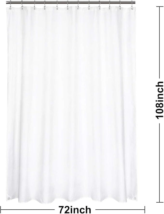 N&Y HOME 108 inch Extra Long Shower Curtain or Liner, Hotel Quality, Washable Fabric, White Bathroom Curtains with Grommets, 72x108