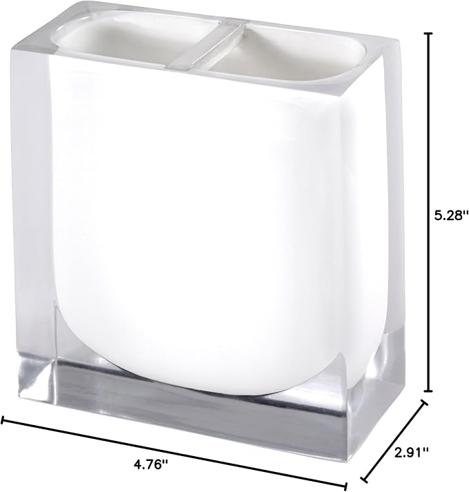 Izod - Toothbrush Holder, Resin Countertop Accessories, Dorm Room Essentials, Modern Home Decor (Marina Collection, White)