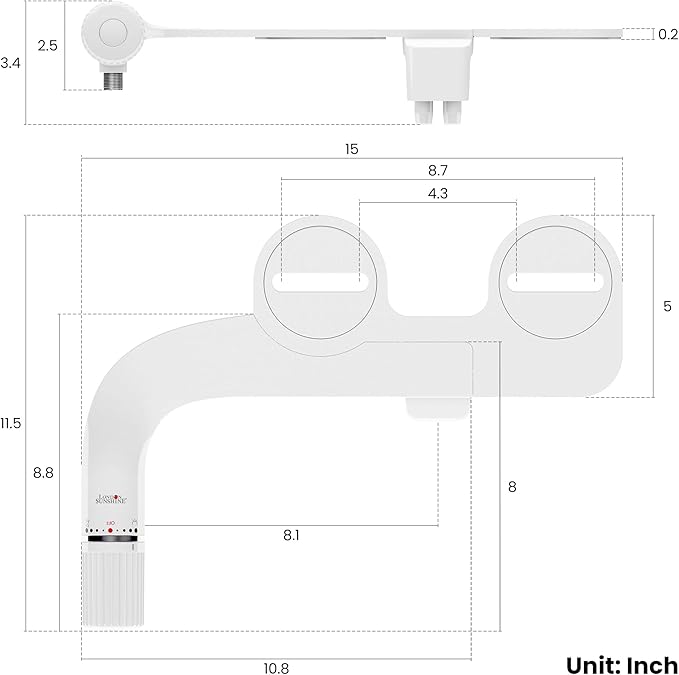 Ultra-Slim Dual-Nozzle Bidet Attachment - Adjustable Cold Water Pressure, Stainless Steel, Hygiene Upgrade, Non-Electric Bidet, (White)