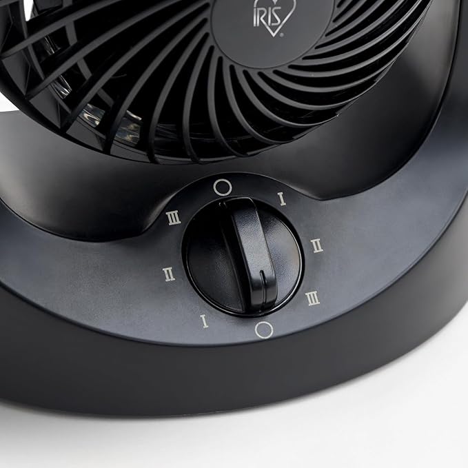 IRIS USA WOOZOO Small Desk Fan, Air Circulator, 3 Speeds, 32ft Max Air Distance, 120° Adjustable Tilt, 27.5db Quiet Motor, Small Fan for Bedroom, Office, Dorm, Black