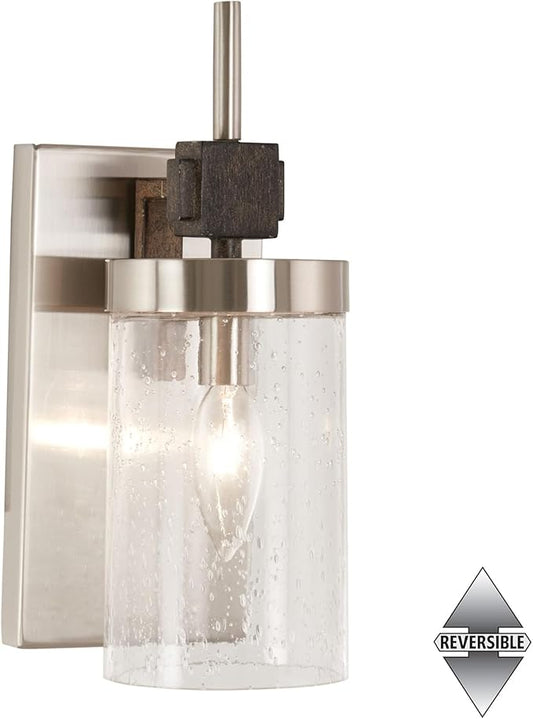 Minka Lavery 4631-106 Bridlewood Vanity Bath Light, 1-Light, 60 Total Watts, 4.5-in H x 11.25-in W, Stone Grey w/Brushed Nickel