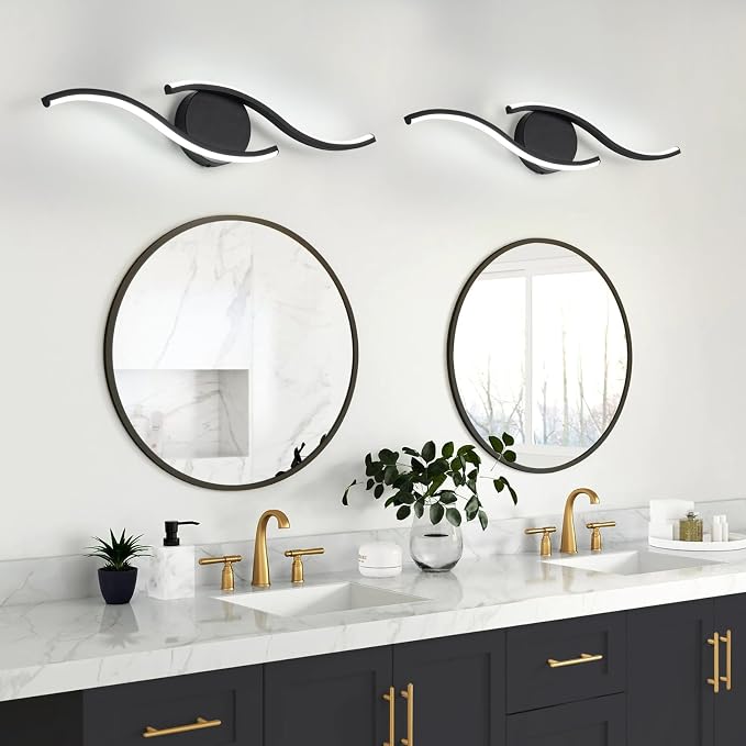 Black Bathroom Light Fixtures Over Mirror, 24 Inch Modern Bathroom Vanity Light Bar 96 LED Beads, 1300LM Brightness 5 Color, Vanity Lighting Fixture for Bathroom, Led Bathroom Sconces, UL & FCC Cert.
