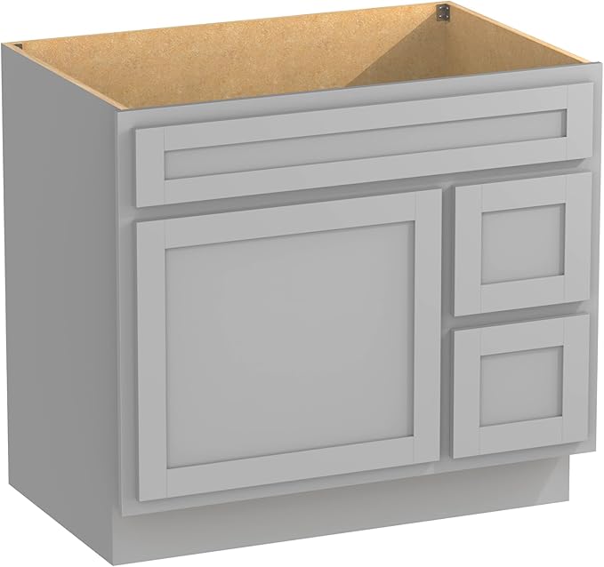 Vanity Art 36 Inch Single Bathroom Vanity Base Only Cabinet Rustic Bathroom Vanity with Drawers, Sturdy Floor Mounted Storage Cabinet Organizer for Bedroom, Living Room, Kitchen, Grey
