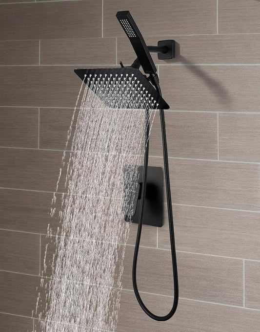 G-Promise Rain Shower Head and Handle Set for Modern Bathroom Upgrade | All Metal, Built to Last, Including the Required Accessories, Modern Upgrade, Extra Flexible Long Lose
