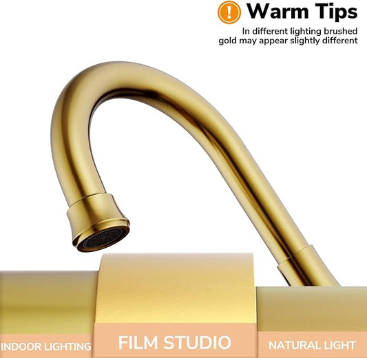 Brushed Gold Bathroom Faucet, Hurran 4 inch Centerset 2-Handle Lead-Free | Bathroom Sink Faucet with Pop-up Drain and Supply Lines, Stainless Steel Faucet for Vanity RV Restroom Laundry Outdoor Sink