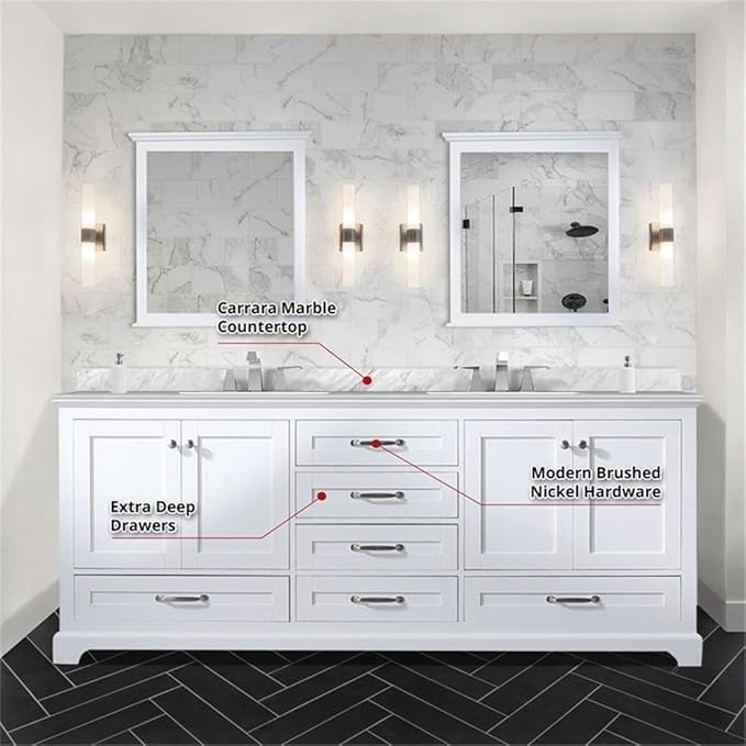 Dukes 80 in. W x 22 in. D White Double Bath Vanity