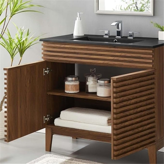Modway Render 36" Bathroom Vanity in Walnut Black