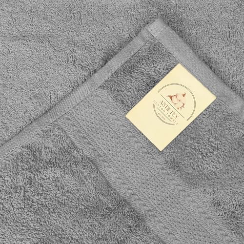 Bath Towels Pack of 6 – 24" x 50" – 100% Cotton Terry, Soft, Quick-Dry & Highly Absorbent – Light Grey Towels for Bathroom, Spa, Gym, Hotel, Pool & Everyday Use
