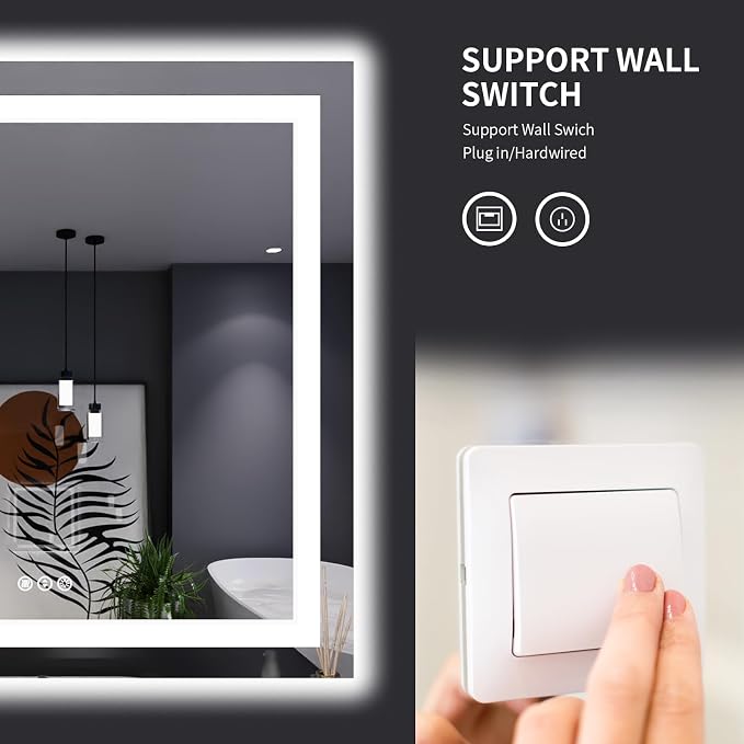 LOAAO 32"X32" LED Bathroom Mirror with Lights, UL Listed | Anti-Fog, Dimmable, 3 Color Temperature, Backlit + Front Lit, Memory Function, Tempered Glass