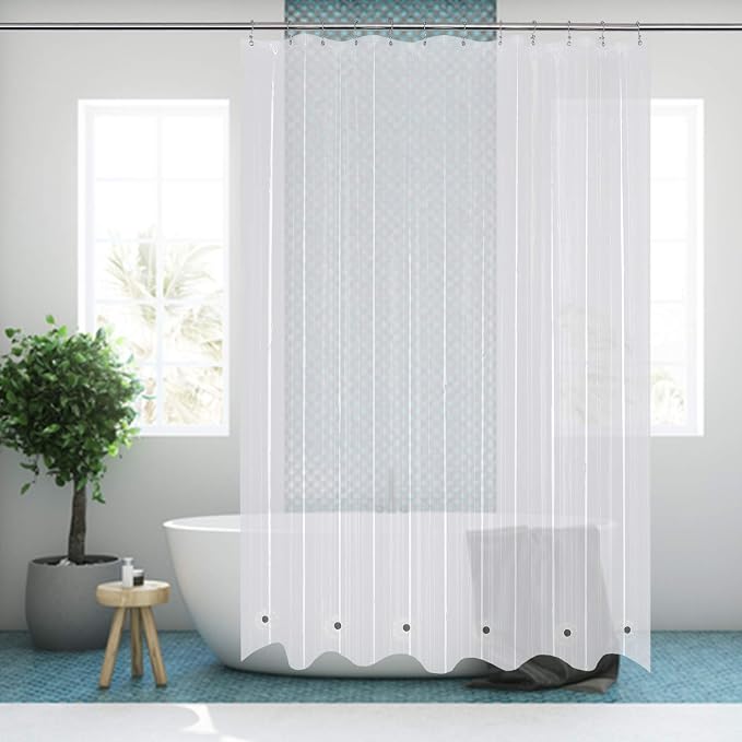 66x72 Shower Curtain Liner with 6 Magnets Clear | 8G Thick PEVA,12 Rustproof Grommets, Waterproof Plastic Shower Curtain 66 x 72 inches for Bathroom