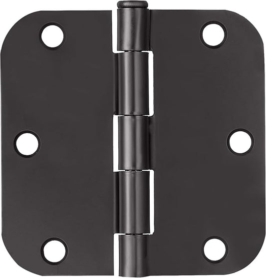 Design House Interior Door Hinges, 3.5 in. x 3.5 in., Rounded, 5/8-in. Radius, Steel, Pre-Lubricated, Door Hardware, Matte Black, 3-Pack, 188904