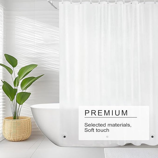 Shower Curtain Liner, 4G PEVA Shower Liner, Plastic Peva Waterproof Shower Curtains, 72x72 inch with Grommet Holes 3 Magnetic Weights