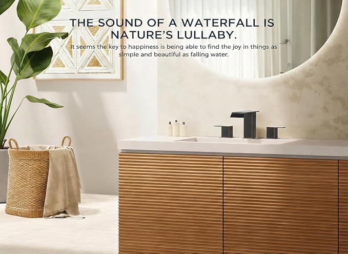 FORIOUS Bathroom Faucets 3 Hole Oil Rubbed Bronze, 8 Inch Widespread Bathroom Sink Faucet Waterfall Spout, with Pop Up Drain and Water Supply, Suitable for Vanity Rv Commercial Lavatory Restroom