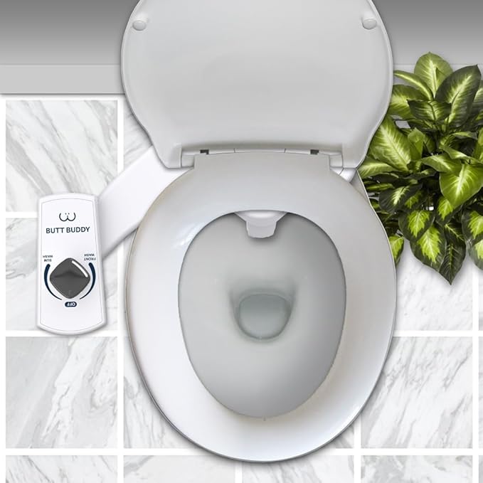 BUTT BUDDY Duo - Bidet Toilet Seat Attachment & Fresh Water Sprayer (Easy to Install | Non-Electric | Dual-Nozzle Cleaning | Gentle Wash | Healthy, Sanitary Bathroom)