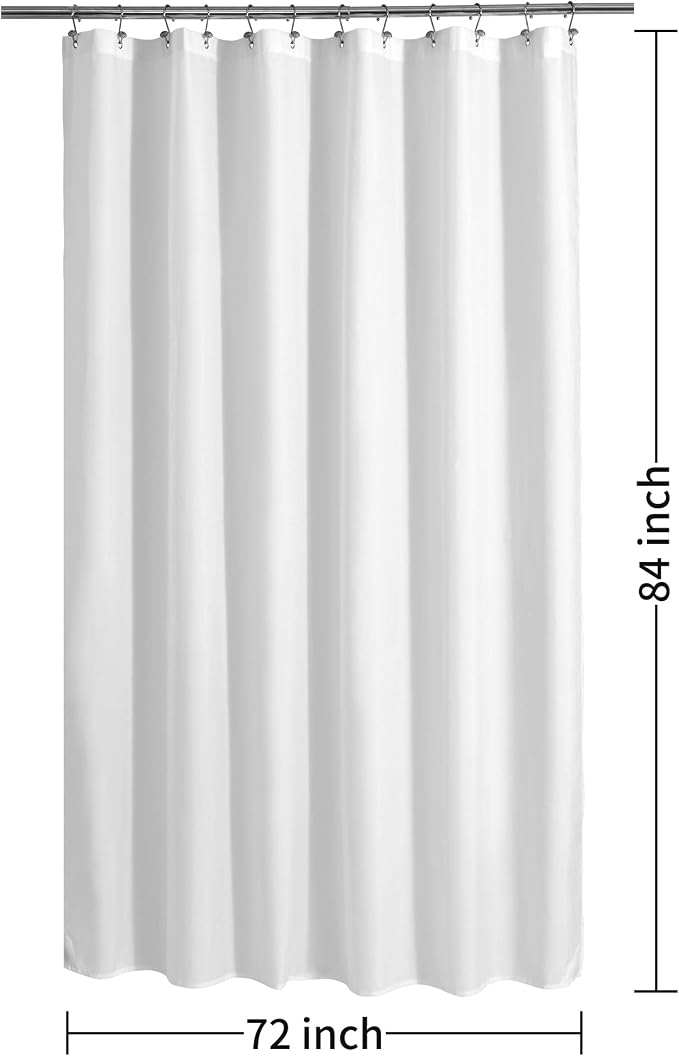 ALYVIA SPRING Extra Long Waterproof Fabric Shower Curtain Liner White 72x84 | 2 Magnets, Soft Cloth & Hotel Quality, Machine Washable, Light-Weight, Extra Long Size