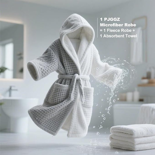 Men's Bathrobes with Hood, Soft Long Towel Robe for Men - Super Absorbent Quick Dry yet Warm