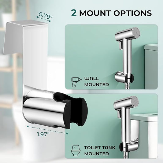 Handheld Bidet Sprayer for Toilet, Adjustable Water Pressure Control Rotary Switch with Bidet Hose, Exclusive Single Nozzle High Pressure Mode for Cleaning Stubborn Stains, Chrome-1