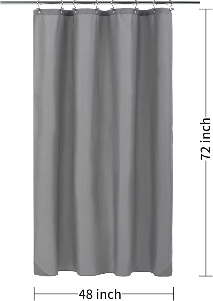 ALYVIA SPRING 48x72 Stall Waterproof Fabric Shower Curtain or Liner Grey | 2 Magnets, Soft Cloth & Hotel Quality, Machine Washable, Light-Weight, Stall Size
