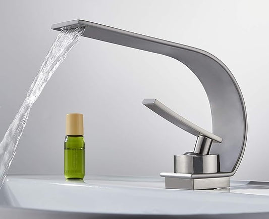 becola Modern Bathroom Faucet, Low Arc Brass Ceramic Valve Vanity Single Hole Bathroom Sink Faucet, Touch On Single Handle Hot and Cold Water Mixer Tap - Brushed Nickel