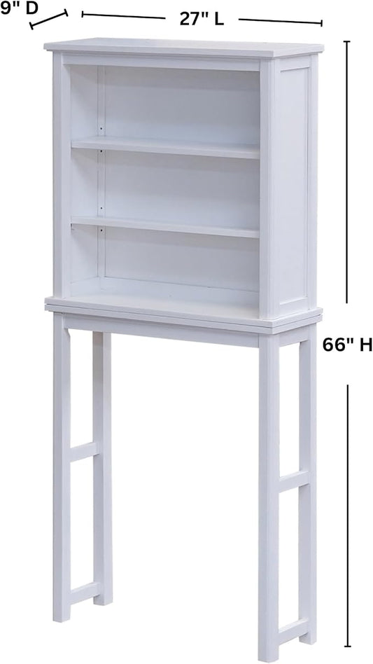 Alaterre Dorset Over the Toilet Storage Cabinet w/Open Wall Cabinet Shelf | White Bathroom Storage Cabinet with Adjustable Open Shelves, Freestanding Over Toilet, Space Saver for Medicine & Toiletries