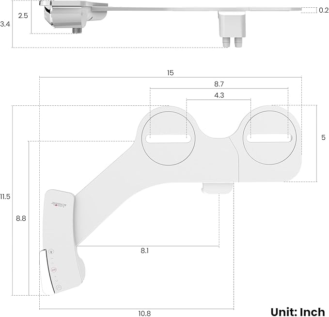 Ultra-Slim Dual-Nozzle Bidet Attachment - Adjustable Cold Water Pressure, Stainless Steel, Hygiene Upgrade,Non-Electric Bidet, (Silver)