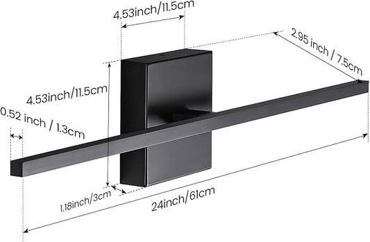 Black Bathroom Light Fixtures - 24 Inch Black Vanity Lights for Bathroom Led Vanity Lighting Bar Over Mirror Dimmable Wall Sconce with 3500K Warm White