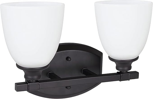 Aspen Creative 62211, Two Metal Bathroom Vanity Wall Light Fixture, 14" Wide, Transitional Design in Oil Rubbed Bronze