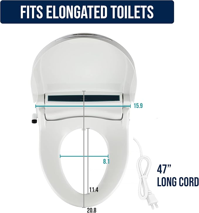 BidetMate 2000 Series Electric Bidet Toilet Seat, Air Dryer, Deodorizer | Heated Water & Seat, Unlimited Warm Water Wash, Self Cleaning Nozzle, Wireless Remote Bidet Seat, Fits Elongated Toilets