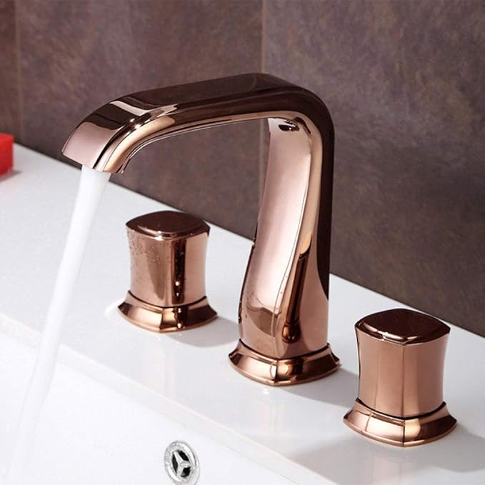 Faucet Widespread Black Bathroom Faucet Sink Three Holes 8 inch Basin Tap Chrome (Rose Gold) Faucet