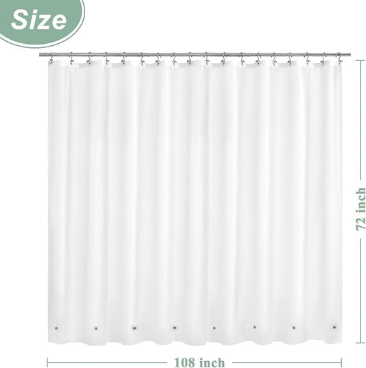 Extra Wide Frosted Shower Curtain Liner with 8 Magnets 108x72 | 18 Rustproof Grommets,Waterproof Lightweight PEVA,108W x 72H Shower Liner for Claw Foot Bathtub or Curved Rod