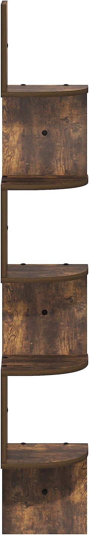 Furinno Rossi Floating Book Shelves for Wall, 5-Tier Zigzag Corner Shelf Wall Mounted, Radial Corner Floating Shelf, for Living Room, Bedroom, Bathroom, Home Office, Amber Pine