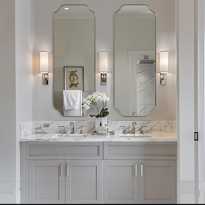 18" x 48" Full Length Wall Mirror, Large Brushed Nickel Bathroom Mirror, Modern Full Body Decorative Mirror with Anti-Rust Stainless Steel Frame, Ideal for Bathroom, Bedroom, Living Room