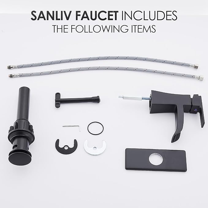 Black Waterfall Bathroom Faucet, One-Handle Bathroom Faucets for Sink 1 or 3 Hole, Matte Black Vanity Faucet, Single Hole Restroom Sink Faucet with Pop Up Drain