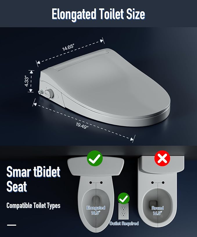 Bidet Toilet Seat with Voice Control, Bubble Shield, Toilet Seat Elongated with Warm Water & Dryer, Sensor Auto Open/Close, LED Temp Display, Smart Toilet for Bathroom