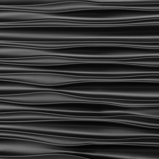 Art3d 46.2 SF Large 3D Wall Panels for Interior DΓ©cor, PVC Textured Wavy Wall Panels for Living Room, Bedroom and Office, Pack of 6 (47.2"Γ23.6"), Black