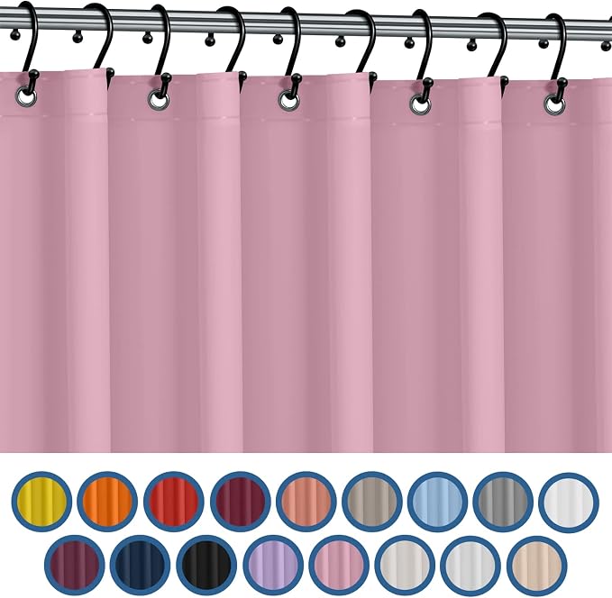 No Smell Shower Curtain Liner 72x72 Pink - PEVA Plastic Shower Curtain for Bathroom, PVC-Free Waterproof Pink Shower Liner with Metal Grommets and Magnet-Weighted Bottom Hem - Washable Liner