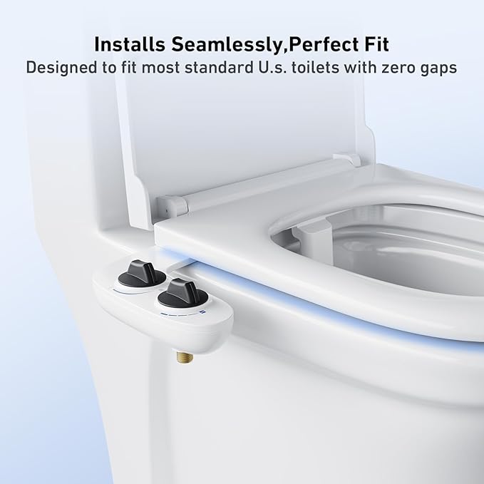 Garvee Bidet Attachment for Toilet – Cold Water Ceramic Bidet Sprayer with Black Rotary Knob, Three Spray Modes, White Body, DIY Installation for Toilet Hygiene, Home Bathroom Upgrade