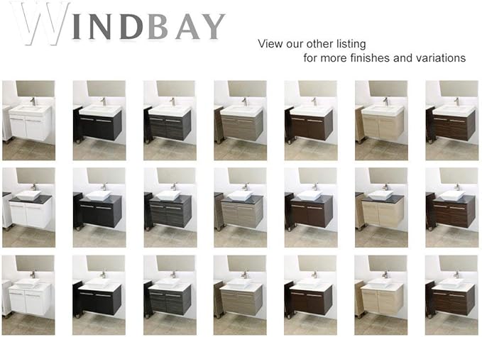 Wall Mount Floating Bathroom Vanity Sink Set. Dark Grey Vanity, White Integrated Sink Countertop - 29.25"