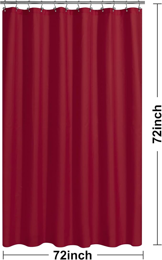 N&Y HOME Fabric Shower Curtain or Liner with Magnets, Red | Hotel Quality, Washable, Water Repellent, Cloth Shower Curtain with Grommets for Bathroom, Standard Size