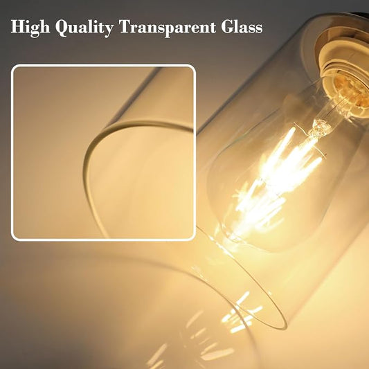 3 Light Vanity Lights, Brushed Nickel Wall Sconce Light with Clear Glass, Bathroom Light Fixtures, Wall Lights for Mirror, Living Room, Bedroom, Hallway, E26 Base (Bulbs Not Included)
