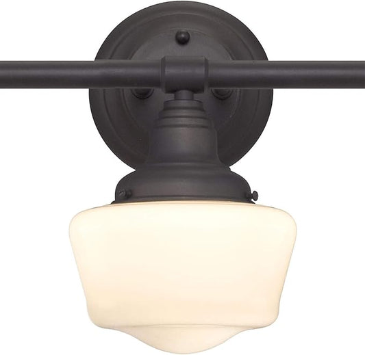 Westinghouse 6342100 Scholar Three-Light Indoor Wall Fixture, Oil Rubbed Bronze Finish with White Opal Glass , Oil-rubbed Bronze