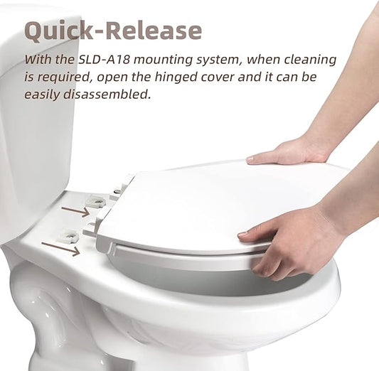 Elongated Toilet Seat, Slow Close Quick-Release Hinges, Heavy Duty Soft Close, Oval(Oblong) Toilet Seat For Elongated Toilets, Quiet-Close Lid And Seat, Easy To Install And Clean, Never Loosen, White