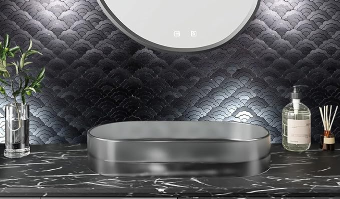 XUANINY 7-Sheet Peel and Stick Metal Backsplash Tiles, Self Adhesive Cloud-Shaped Aluminum Mosaic 3D Wall Sticker for Kitchen Bathroom Living Room Decor (Black, 11)