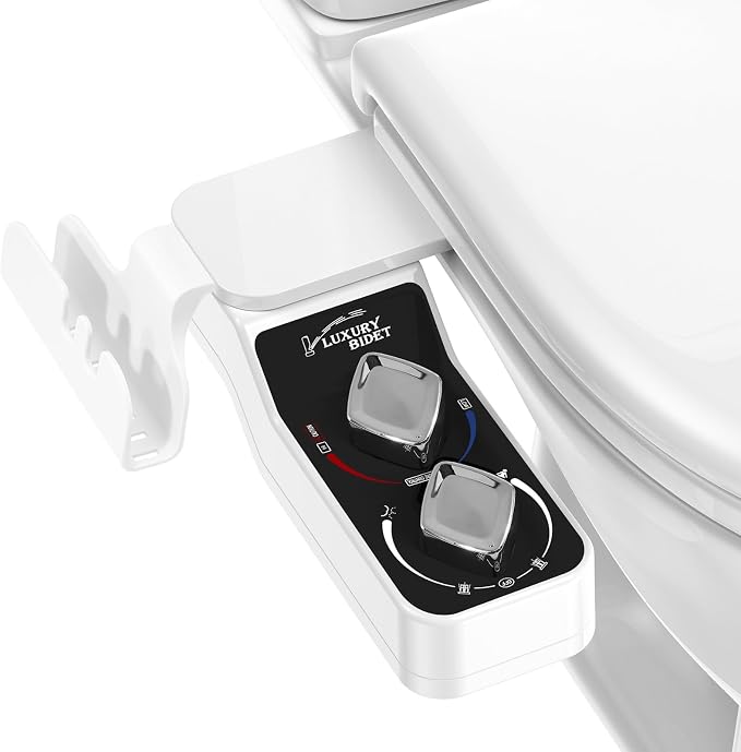 Bidet Attachment for Toilet Warm and Cold Water, Dual Nozzle, Non-Electric Bidet with Adjustable Water Pressure for Toilet Seat, Self-Cleaning, Rear and Feminine Wash (Chrome)