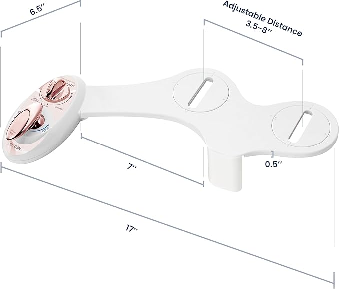 LUXE Bidet NEO 320 - Warm Water Bidet Attachment for Toilet Seat, Rose Gold | Non-Electric, Warm Water, Dual Nozzle, Self-Cleaning, Adjustable Water Pressure, Rear & Feminine Wash
