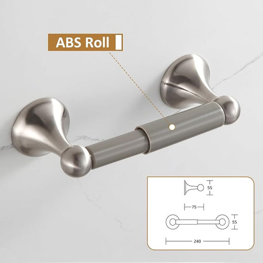 BGL Bathroom Accessories Set, Glossy Stain Nickel Expandable Towel Bar 4-Piece Bathroom Accessory Set Wall Mounted Towel Ring Robe Hook Toilet Paper Holder Towel Holder