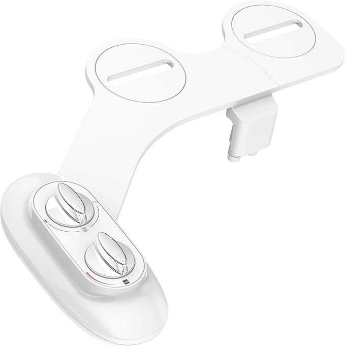 Ultra-Slim 3-in-1 Bidet Attachment for Toilet, Adjustable Warm/Cold Water & Pressure, Self-Cleaning Dual Nozzles for Posterior & Feminine Wash, Easy Install (White)