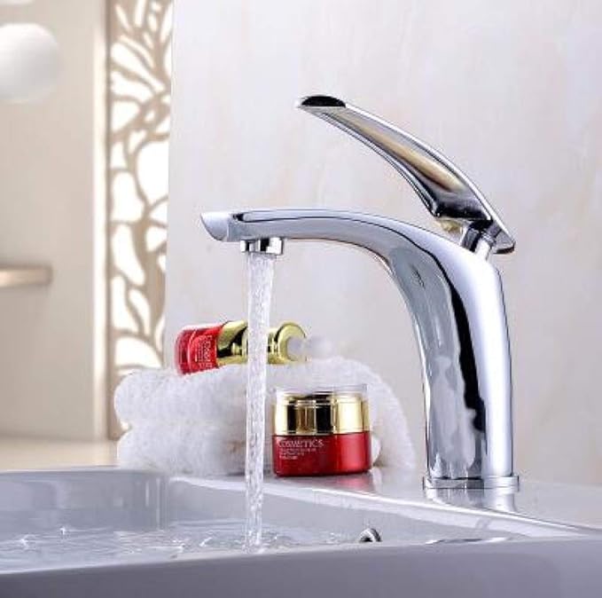 Faucet Painted Faucets Hot Cold Mixer Bathroom Basin Brass Gold/Chorme/White/Red/Black Faucet Crane Sink Tap Black Tall (Chrome Short) Faucet