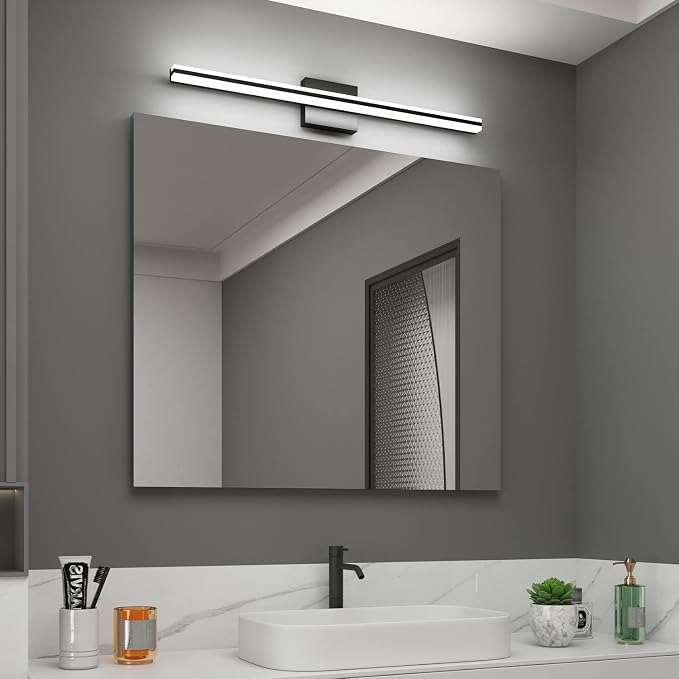 SOLFART Vanity Lights for Bathroom 31.8 Inch Dimmable Matte Black Modern Bathroom Light Fixtures 20W 5CCT LED Lights